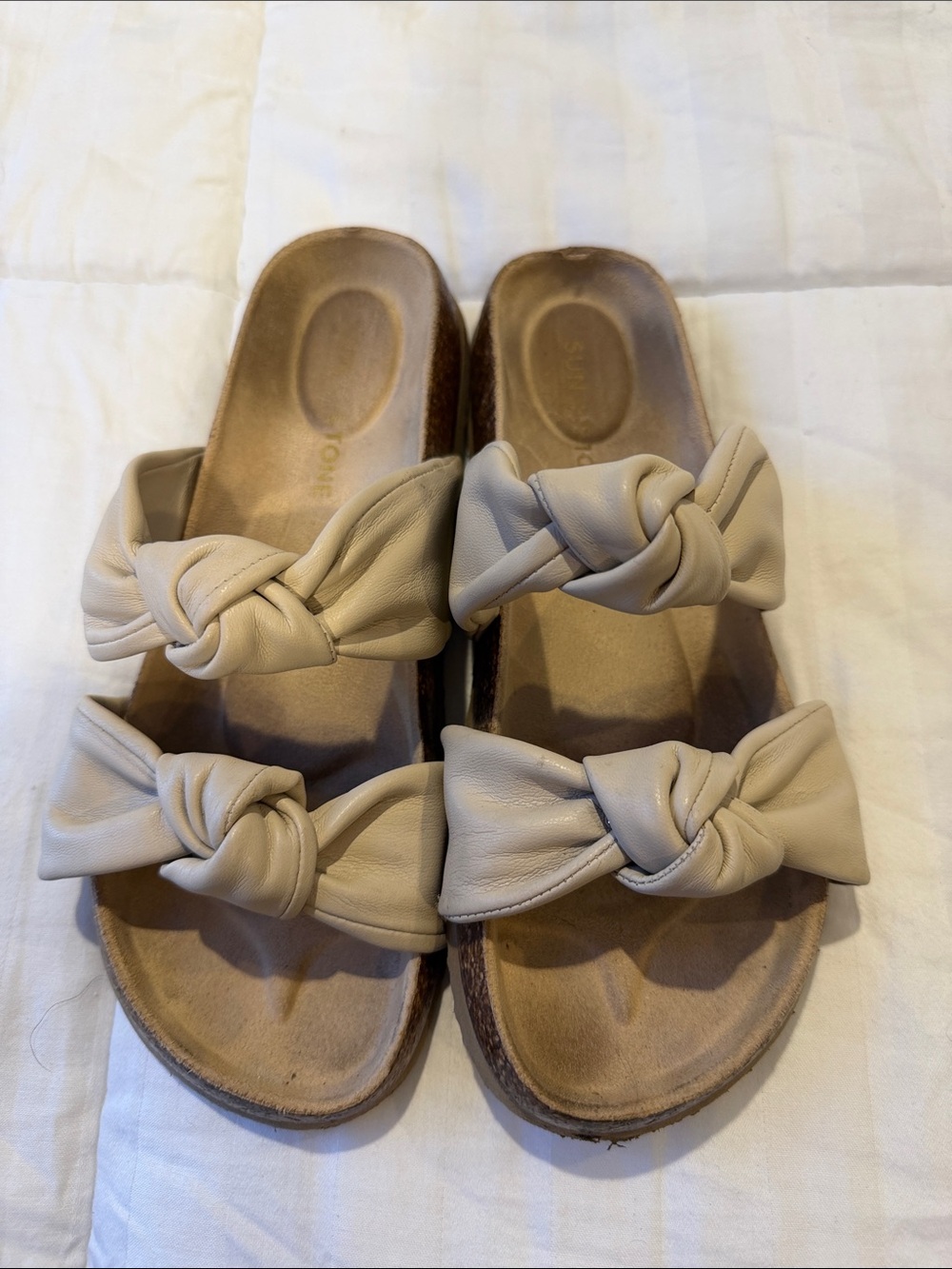 Knot-Detail Slide Sandals for Women - Beige